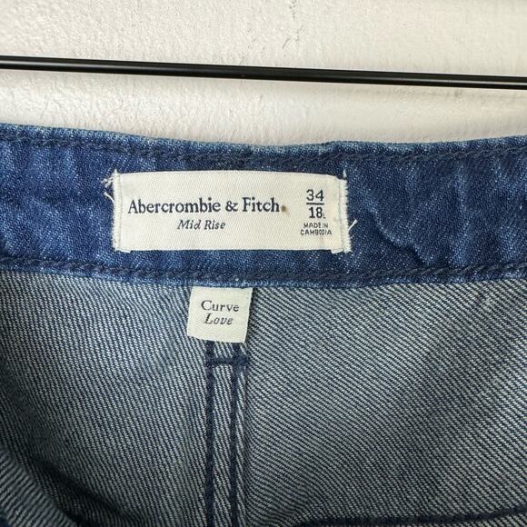 Abercrombie & Fitch NWT LONG Curve Love Mid Rise Wide Leg Dark Wash Jeans - Picture 7 of 9